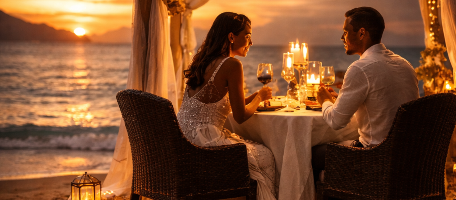 Romantic beachside dinner